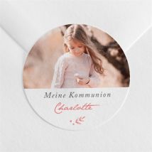 Aufkleber Kommunion Kupferblätterranke personalisierbar - 4 cm - MeineKarten