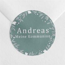 Aufkleber Kommunion Smaragdprägung personalisierbar - 4 cm - MeineKarten