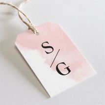 Geschenkanhänger Hochzeit Schwarz und Pastell personalisierbar - Farbe Rosa Und Weiß - 4 x 6 cm - MeineKarten