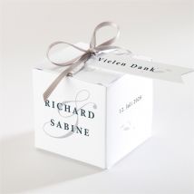 Geschenkbox Hochzeit Schlicht & Elegant personalisierbar - Farbe Weiß Und Grau - 4.5 cm - MeineKarten