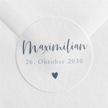 Sticker Geburt Magnetkarte Kleines Herz personalisierbar - Farbe Blau, Weiß Und Grau - 4 cm - MeineKarten