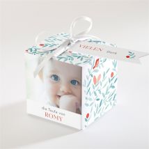 Geschenkbox Taufe Blumenfrische personalisierbar - Farbe Rot/Grün/Blau Und Bunt - 4.5 cm - MeineKarten
