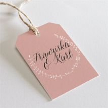 Geschenkanhänger Hochzeit Festlichkeit personalisierbar - Farbe Rosa Und Beige Und Braun/Kraftpapier - 4 x 6 cm - MeineKarten