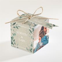 Geschenkbox Hochzeit Intime Blätterwelt personalisierbar - Farbe Grün, Braun Und Weiß Und Grau/Kraftpapier - 4.5 cm - MeineKarten