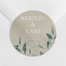 Aufkleber Hochzeit Intime Blätterwelt personalisierbar - Farbe Grün, Braun Und Weiß Und Grau/Kraftpapier - 4 cm - MeineKarten