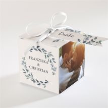 Geschenkbox Hochzeit Schöner Glanz personalisierbar - Farbe Grün, Blau, Beige Und Weiß Und Grau - 4.5 cm - MeineKarten