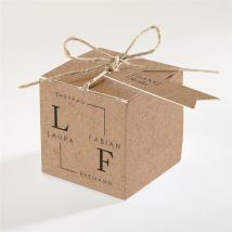 Geschenkbox Hochzeit Verbunden personalisierbar - Farbe Beige, Braun Und Weiß/Kraftpapier - 4.5 cm - MeineKarten