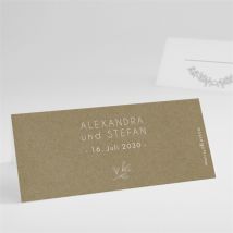 Tischkarte Hochzeit Festlichkeiten personalisierbar - Farbe Beige, Braun Und Weiß Und Grau/Kraftpapier - 9.5 x 4.2 cm - MeineKarten