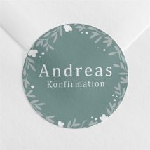 Aufkleber Konfirmation Smaragder Blumenkranz