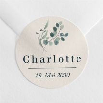 Sticker Geburt Blumenfreude personalisierbar - Farbe Grün/Blau, Beige Und Grau - 4 cm - MeineKarten
