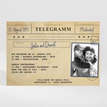 Hochzeitseinladung Hochzeitstelegramm - Magnet personalisierbar - Farbe Blau, Beige Und Braun/Kraftpapier - 13.8 x 9.5 cm - MeineKarten