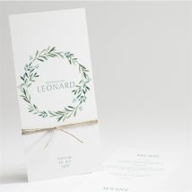 Menükarte Kommunion Blätter und Vergoldung personalisierbar - 10 x 21 cm - MeineKarten