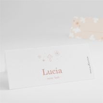 Tischkarte Taufe Taubenflug personalisierbar - Farbe Rosa, Beige Und Weiß - 9.5 x 4.2 cm - MeineKarten