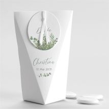 Geschenkbox Taufe Graziös - Schachtel personalisierbar - Farbe Grün Und Weiß - 4 x 4 x 11 cm - MeineKarten