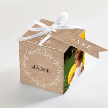 Geschenkbox Taufe Taufe in Kraftpapier - Gold personalisierbar - Farbe Beige Und Braun/Gold/Kraftpapier - 4.5 cm - MeineKarten