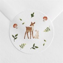 Sticker Geburt Fröhliche Gefährten personalisierbar - Farbe Grün, Beige, Braun Und Weiß Und Grau - 4 cm - MeineKarten