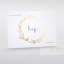 Save the Date Karte Goldkranz, Gold personalisierbar - Farbe Blau, Weiß Und Gold - 10.3 x 14 cm - MeineKarten