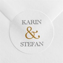 Aufkleber Hochzeit Eng verbunden personalisierbar - Farbe Gelb/Braun, Weiß Und Grau - 4 cm - MeineKarten