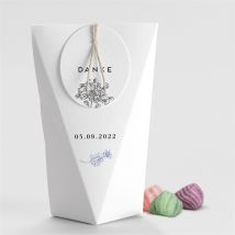 Geschenkbox Hochzeit Herbarium - Schachtel personalisierbar - Farbe Blau Und Schwarz & Weiß/Schwarz/Weiß - 4 x 4 x 11 cm - MeineKarten