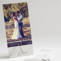 Dankeskarte Hochzeit Elegante Skizze personalisierbar - Farbe Beige, Weiß Und Grau - 10 x 21 cm - MeineKarten