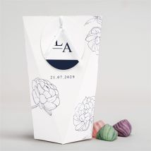 Geschenkbox Hochzeit Pfingstrose - Schachtel personalisierbar - Farbe Blau/Violett Und Weiß - 4 x 4 x 11 cm - MeineKarten