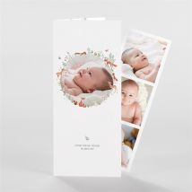 Geburtskarte Kleine Waldtiere -Fotostreifen personalisierbar - Farbe Grün Und Orange/Braun Und Weiß - 21 cm x 9 cm - MeineKarten