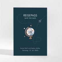 Save the Date Karte Hochzeitsreise - Magnet personalisierbar - Farbe Blau, Beige Und Weiß - 9.5 x 13.8 cm - MeineKarten