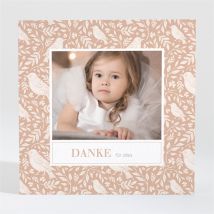 Dankeskarte Taufe Kleines Vögelchen - Magnet personalisierbar - Farbe Rosa Und Beige - 9.5 x 9.5 cm - MeineKarten