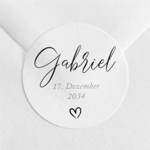Sticker Geburt Kinderlachen personalisierbar - Farbe Schwarz & Weiß/Weiß - 4 cm - MeineKarten