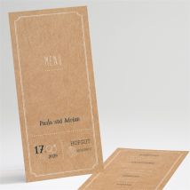 Menükarte Hochzeit Postkarte personalisierbar - Farbe Beige, Braun Und Weiß/Kraftpapier - 10 x 21 cm - MeineKarten