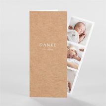 Dankeskarte Geburt Symmetrie personalisierbar - Farbe Beige, Braun Und Weiß/Kraftpapier - 21 cm x 9 cm - MeineKarten