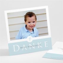 Dankeskarte Kommunion Inbrunst personalisierbar - Farbe Blau Und Weiß - 9.5 x 9.5 cm - MeineKarten