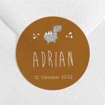 Sticker Geburt Dinos personalisierbar - Farbe Blau Und Gelb/Beige/Violett/Braun/Bunt/Grau - 4 cm - MeineKarten