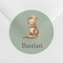 Sticker Geburt Kleiner Drache personalisierbar - Farbe Grün Und Braun - 4 cm - MeineKarten