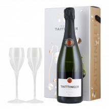 Champagne Taittinger Brut Reserve + 2 Original-Gläser in Geschenkbox