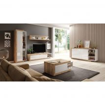 Set di 5 mobili da salotto collezione SINATRA. Colore quercia e bianco lucido.