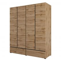Armadio HAVANA 180 cm – Rovere e nero – 4 porte e 2 cassetti – Eleganza naturale e grande capacità