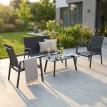 Milani Home - Salotto Da Giardino 2 Posti In Alluminio Completo Di Cuscini - Bianco