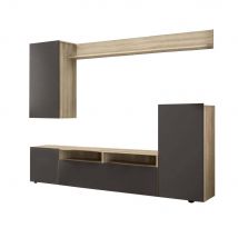 MilaniHome.it - parete attrezzata porta tv soggiorno moderna di design 207x34x170 hdi coloreNero