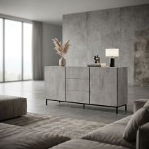 MilaniHome.it - madia moderna con ante ammortizzate di design moderno industrial cm 200 x 50 x 90 hdi coloreCemento