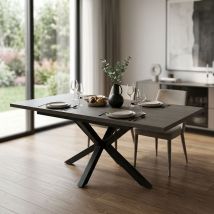 Milani Home - tavolo da pranzo allungabile di design cm 90 l x 160 p x 75 h - Marrone