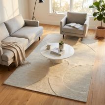 OTIS - tappeto in lana avorio con decoro 120 x 180