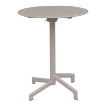 Set tavolo in metallo cm Ø 60 x 74 h con 2 poltrone da giardino per esterno colore tortora