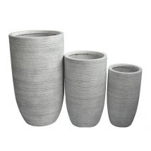 Set Di 3 Vasi Per Piante Da Esterno Interno Di Design Con 3 Dimensioni In Fibra Sintetica Resistente
