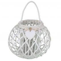 MilaniHome.it - Lanterna In Vimini Bianca Diametro 44x36 Per Interno E Esterno, Portico, Porta Candela, Porta Fiori, Giardino Decorazionidi coloreBia