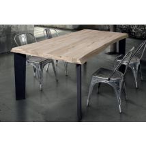 Tavolo Da Pranzo Moderno Di Design Cm 160x90 Struttura Nera Piano Massello Naturale Per Sala Da Pranzo Cucina Ristorante