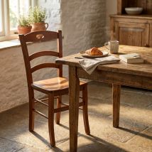 MilaniHome.it - Sedia In Legno Doghe Bianca Per Interno Sala Da Pranzo Salotto Cucina Massello Arte Poveradi coloreBianco