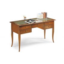 MilaniHome.it - Scrittoio Piano In Pelle Tinta Noce 150x75x81 Per Interno Sala Da Pranzo Salotto Cucina Ufficio Massello Arte Poveradi coloreTinta no