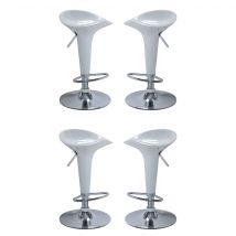 MilaniHome.it - Set Di 4 Sgabelli Da Bar Albergo Hotel Sedia Cucina Con Poggiapiedi Altezza Regolabile Girevole Stile Moderno Di Design Contemporaneo