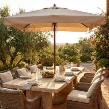 MilaniHome.it - Ombrellone Da Giardino 2x3 Palo Centrale In Legno Per Esterno Ristorante Gelateria Bar Hotel Albergodi coloreBianco